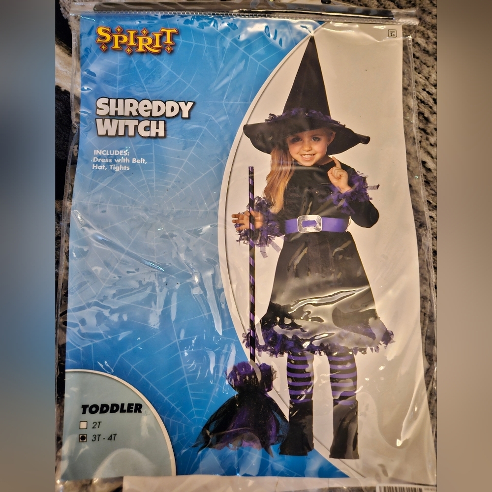 Spirit Shreddy Witch Purple & Black Costume Sz 3T-4T
